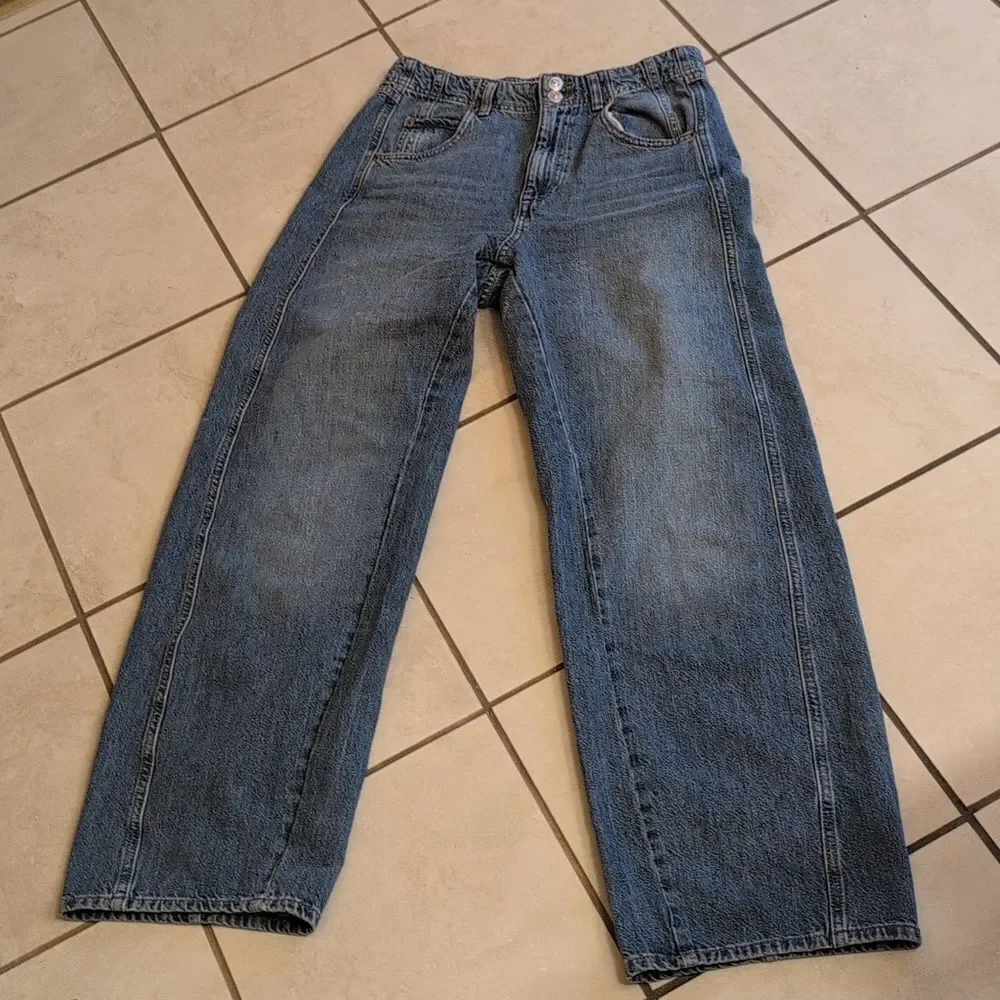 Free People Aster Straight Jeans Relaxed Fit Blue Denim Size 28